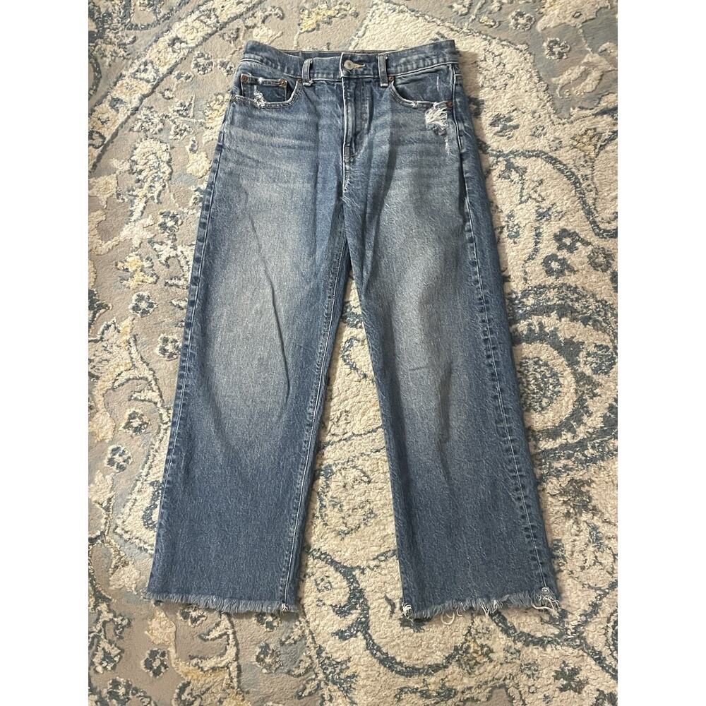 American Eagle Stovepipe Jeans Womens 2 Blue Wide Leg Stretch Medium Wash Denim